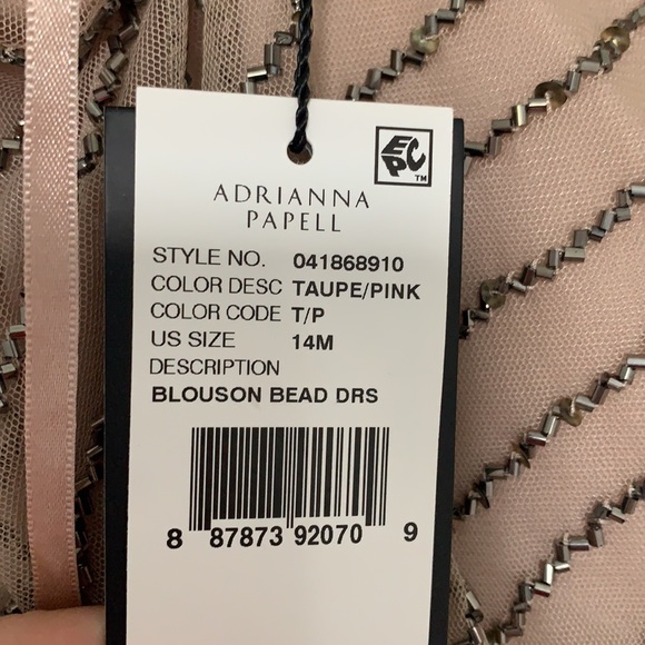 Adriana Papell sequin blouson dress in Taupe Pink - Picture 7 of 7